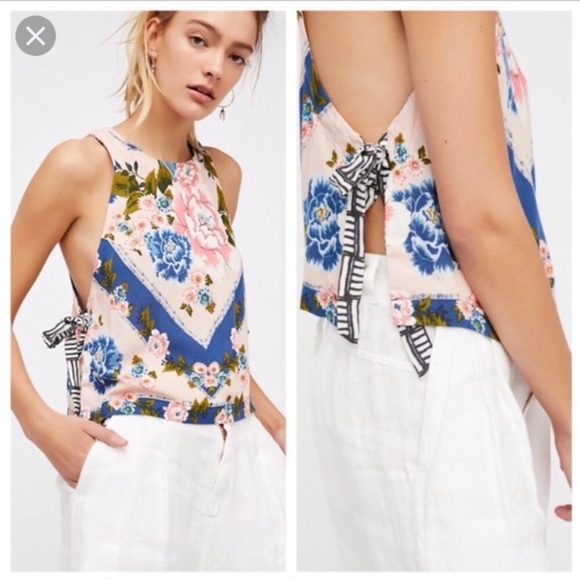 Free people sweet love side tie floral stripe tank - Picture 7 of 7